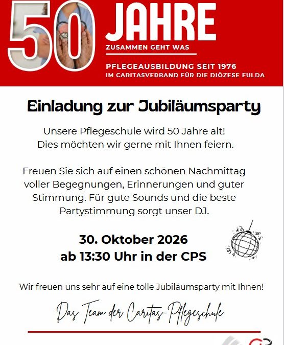 Einladung zur Jubiläumsparty am 30.10.26 um 13.30 h in der CPS